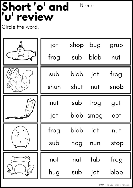 cvc worksheet short o and u sound amped up learning