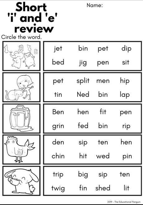 cvc short e and i sound worksheets amped up learning
