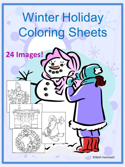 Winter Holiday Coloring Sheets (Part 1) - FREE