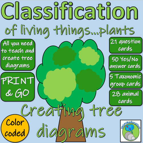 Classification of Green Plants - Decision Trees (Yes/No) Questions - Branch diagrams