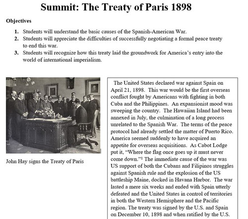 Summit: The Treaty of Paris 1898