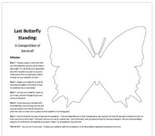 Last Butterfly Standing!  An Exercise in Protective Coloring