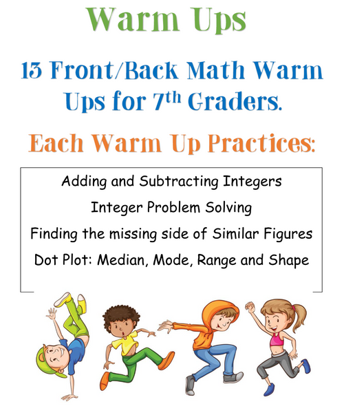 7th Grade Warm Ups Set 1 Percents Inequalities 7885