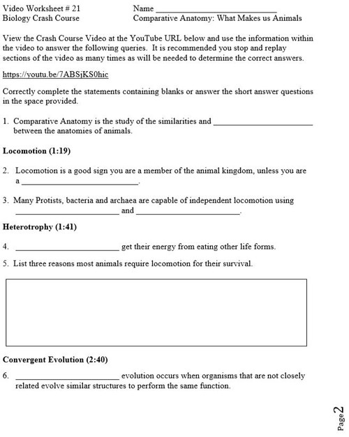 Crash Course Biology Video Worksheet 20 Evolution – It's a ...