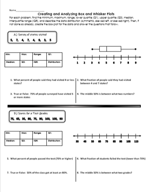 Create and Analyze Box & Whisker Plots