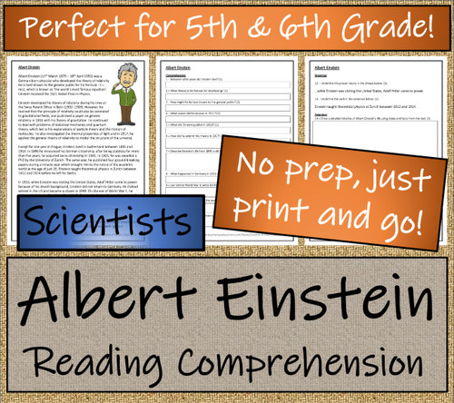 Albert Einstein Close Reading Activity | 5th Grade & 6th Grade