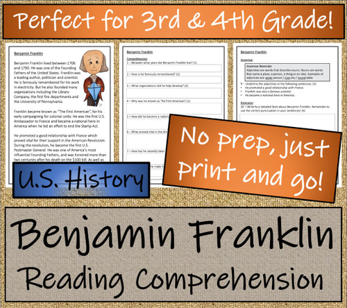 Benjamin Franklin Close Reading Activity | 3rd Grade & 4th Grade