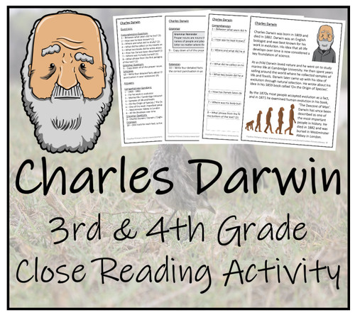 Charles Darwin Close Reading Activity | 3rd Grade & 4th Grade