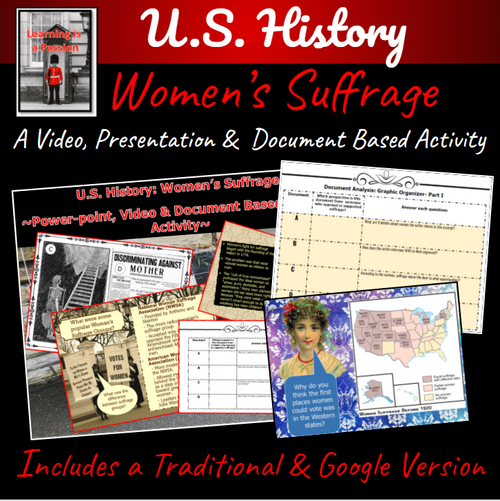 U.S. History: Women's Suffrage Video/Document Based Activity | Distance Learning