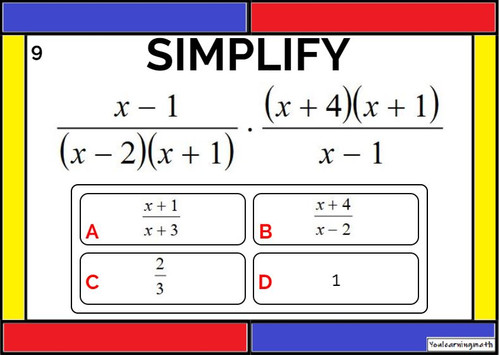 Multiplying Rational Expressions: 22 Task Cards - Amped Up Learning