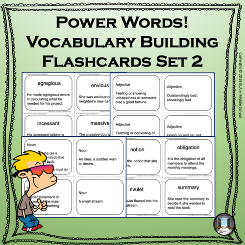 Power Words! Vocabulary Building Flashcards and Word Wall Set 2