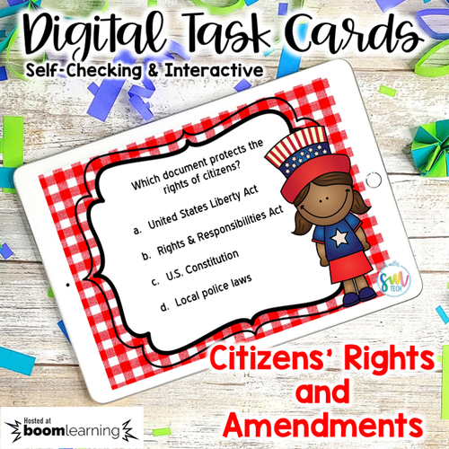 Citizen's Rights & Amendments DIGITAL Task Cards | Boom Cards | DISTANCE LEARNING