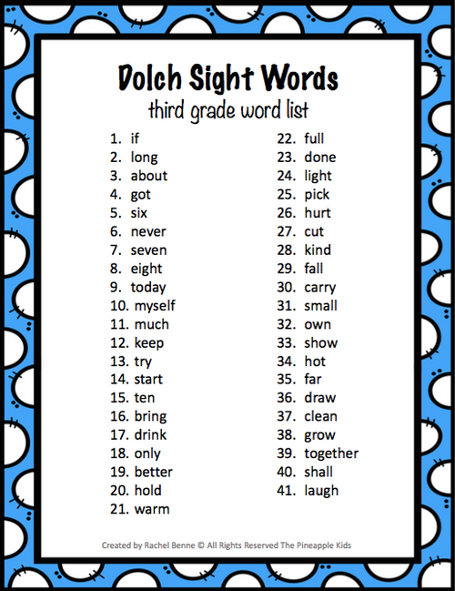 Color by Sight Word Dolch Third Grade Sight Words