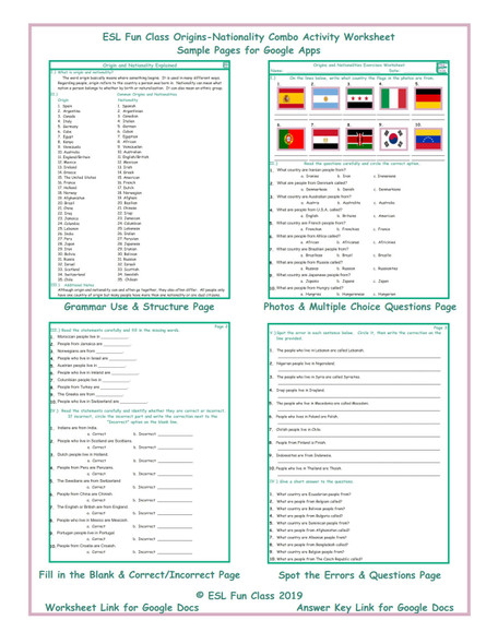 Origins-Nationality Interactive Worksheets for Google Apps LINKS