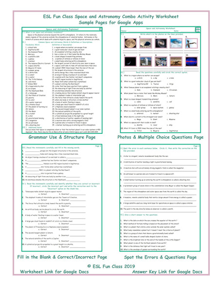 Space and Astronomy Interactive Worksheets for Google Apps LINKS