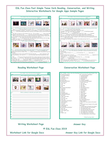 Past Simple Tense Verb Be Read-Converse-Write Interactive Worksheets for Google Apps LINKS