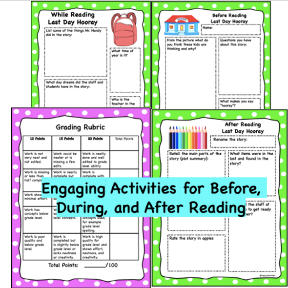 Digital Version- Virtual Read-A-Loud-  Last Day Hooray- (Designed for Google Drive) Student Activities
