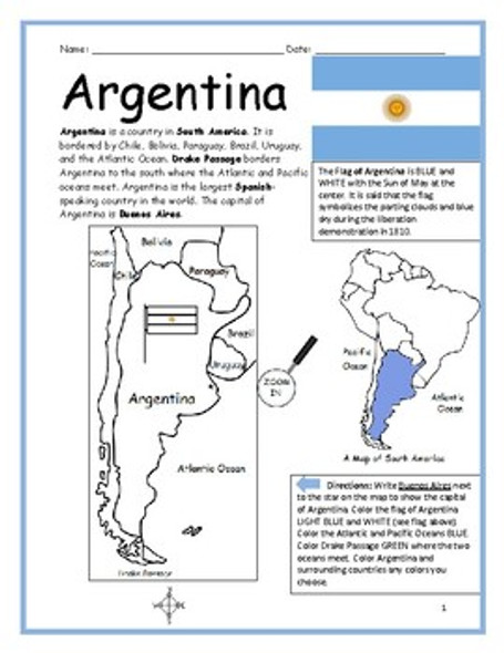 Color and Learn Geography - Argentina