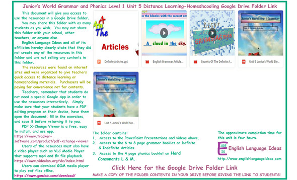 Definite Articles and Phonics Distance Learning-Homeschooling Bundle-Google Drive Link
