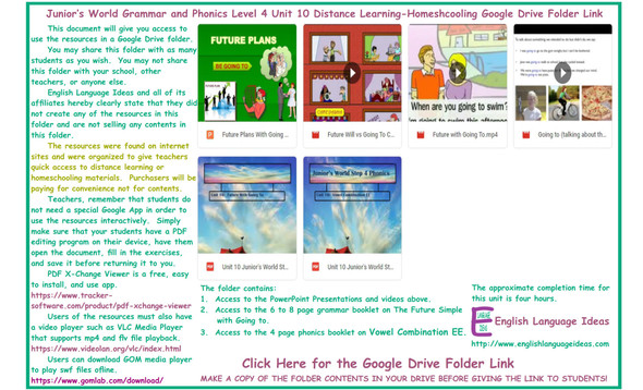 Future Going To and Phonics Distance Learning-Homeschooling Bundle-Google Drive Link
