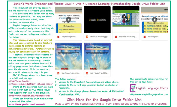 Modal Verbs and Phonics Distance Learning-Homeschooling Bundle-Google Drive Link