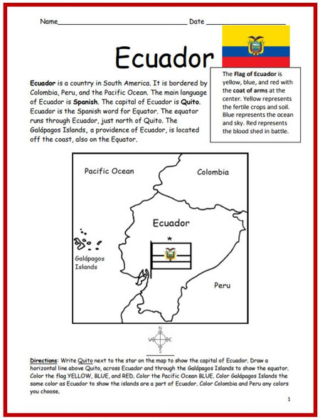 Color and Learn Geography - Ecuador