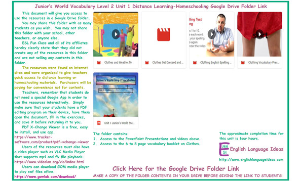 Clothes Distance Learning-Homeschooling Bundle-Google Drive Link