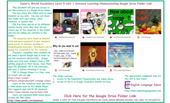 Food Distance Learning-Homeschooling Bundle-Google Drive Link