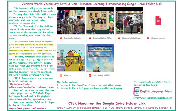 Shopping Distance Learning-Homeschooling Bundle-Google Drive Link