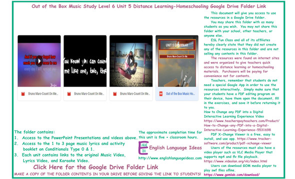Conditionals Type 0 & 1 Music Distance Learning-Homeschool Bundle-Google Drive