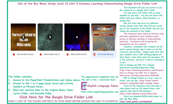 Phrasal Verbs Music Distance Learning-Homeschool Bundle-Google Drive