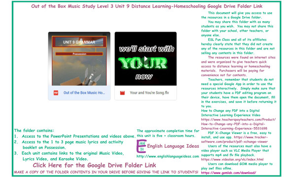 Possession Music Distance Learning-Homeschool Bundle-Google Drive