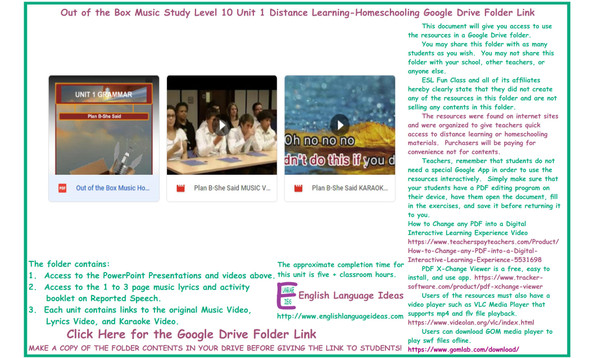 Reported Speech Music Distance Learning-Homeschool Bundle-Google Drive