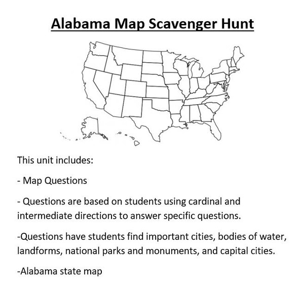 Alabama Map Scavenger Hunt