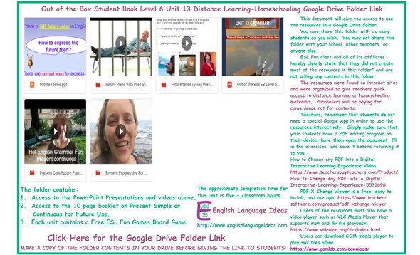 Present Simple or Continuous for Future Use Distance Learning-Homeschool Bundle-Google Drive