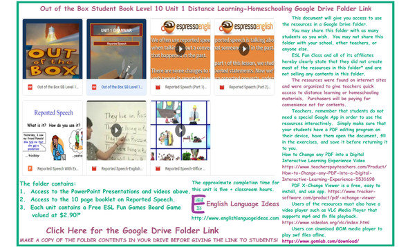 Reported Speech Distance Learning-Homeschool Bundle-Google Drive