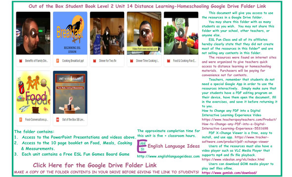 Food, Meals, Cooking & Measurements Distance Learning-Homeschool Bundle-Google Drive