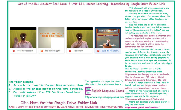 Free Time & Hobbies Distance Learning-Homeschool Bundle-Google Drive