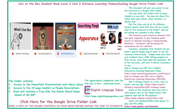 People Descriptions Distance Learning-Homeschool Bundle-Google Drive