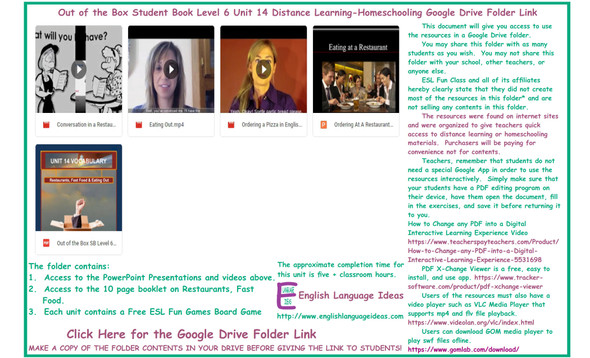 Restaurants, Fast Food Distance Learning-Homeschool Bundle-Google Drive