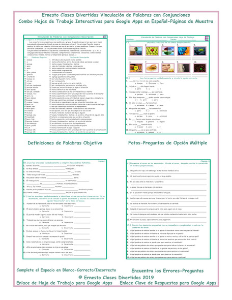 Linking Words Interactive Spanish Combo Worksheet-Google Apps