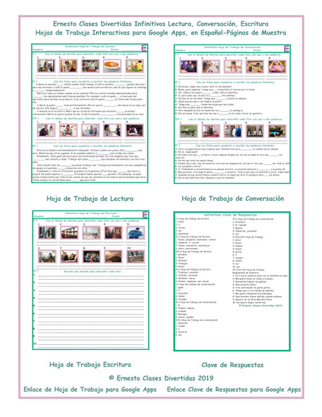 Infinitives Read-Converse-Write Spanish Interactive Worksheets-Google Apps