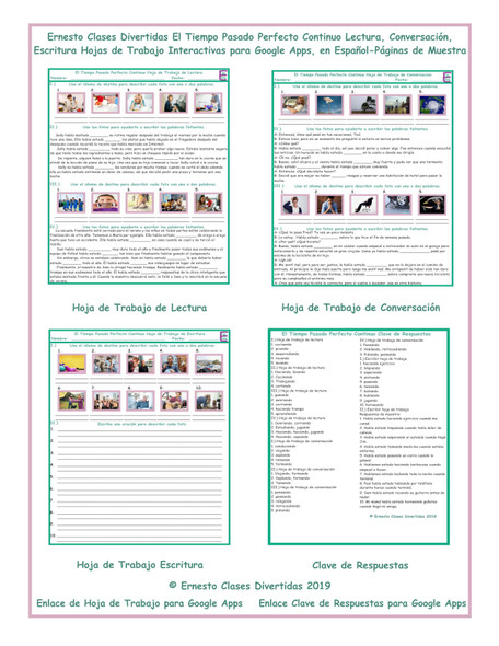 Past Perfect Continuous Read-Converse-Write Spanish Interactive Worksheets-Google Apps