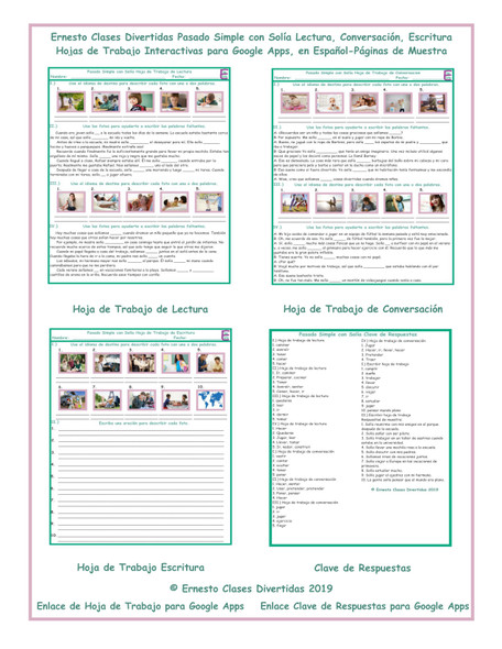 Past Simple with Solía Read-Converse-Write Spanish Interactive Worksheets-Google Apps