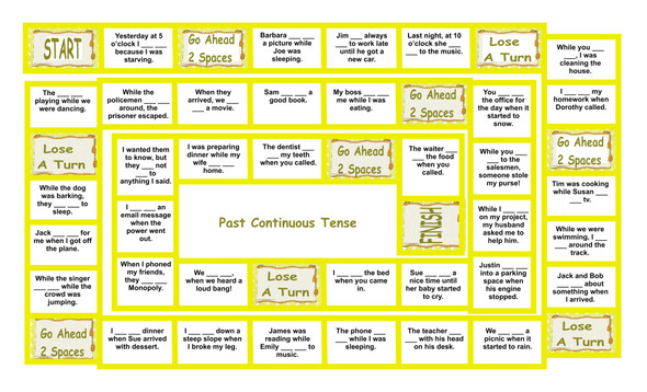 Past Continuous Tense Legal Size Text Board Game