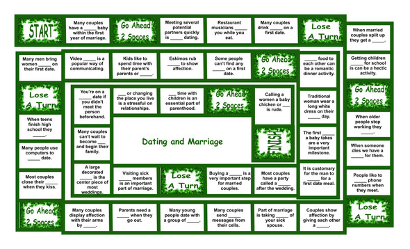 Dating and Marriage Legal Size Text Board Game