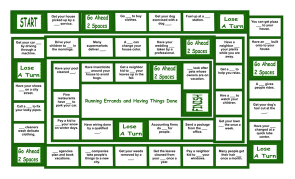 Running Errands and Having Things Done Legal Size Text Board Game