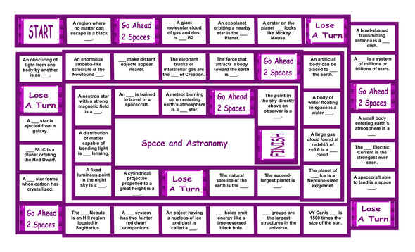 Space and Astronomy Legal Size Text Board Game