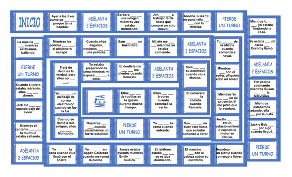 Past Continuous Tense Spanish Board Game