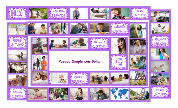 Past Simple Tense with Solía Spanish Legal Size Photo Board Game